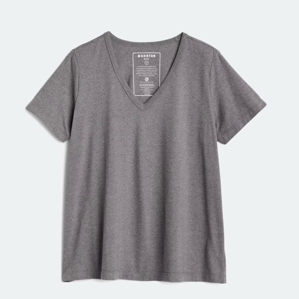 Mohnton Made Relaxed V Neck Short Sleeve Tee Grey Size‎ 2X